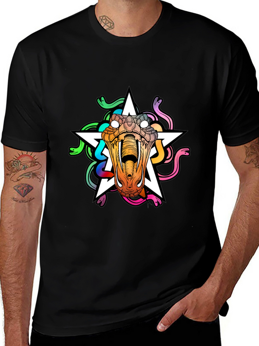 Medusa Star Graphic Tee - Bold Snake Design