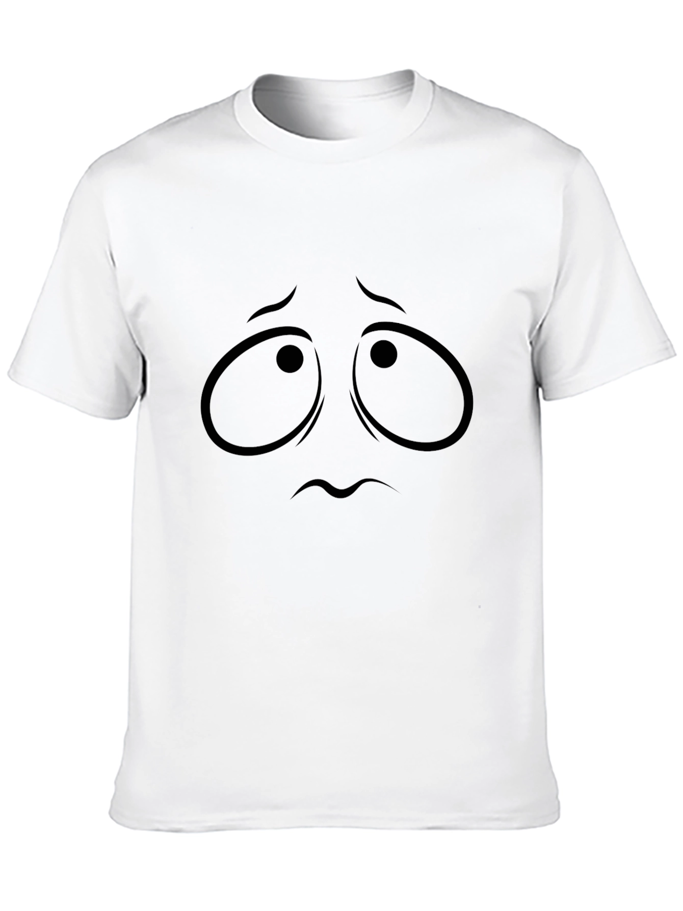 Sad Face Graphic Tee - Mens Black Cotton T-Shirt
