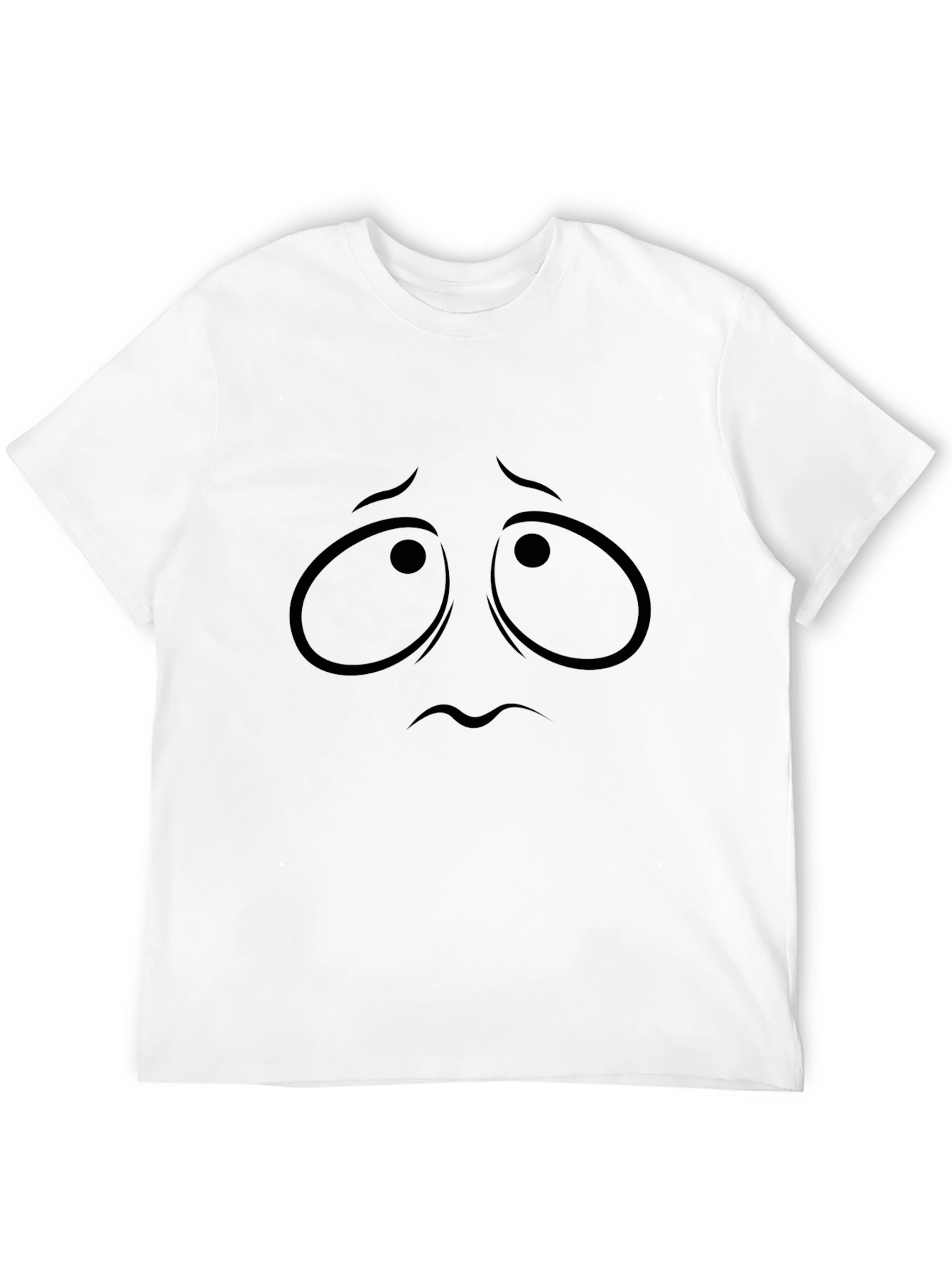 Sad Face Graphic Tee - Mens Black Cotton T-Shirt