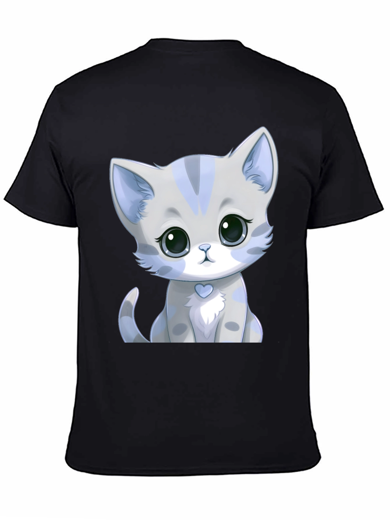 Cute Kitten Graphic Tee - Soft Style Black Shirt