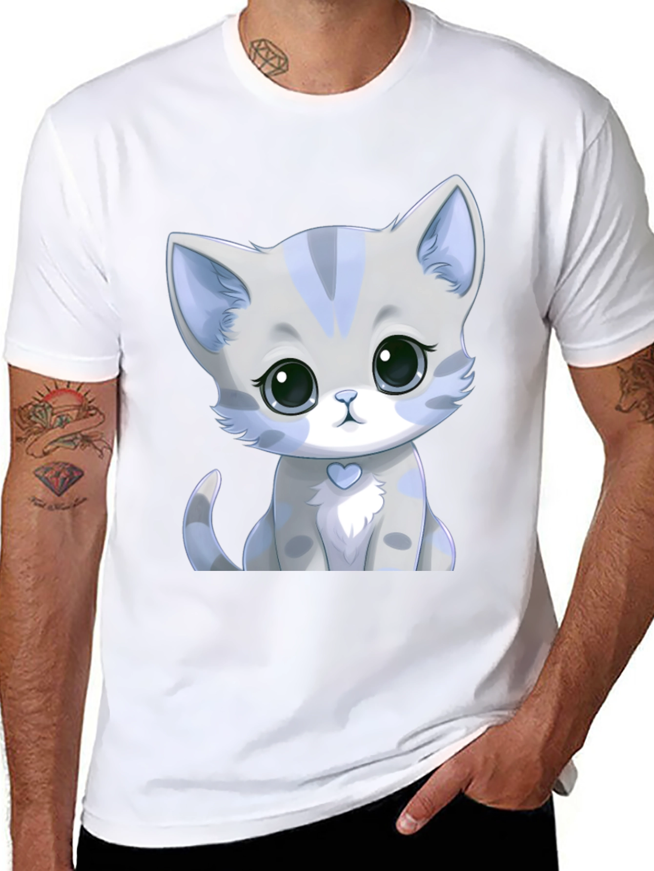 Cute Kitten Graphic Tee - Soft Style Black Shirt