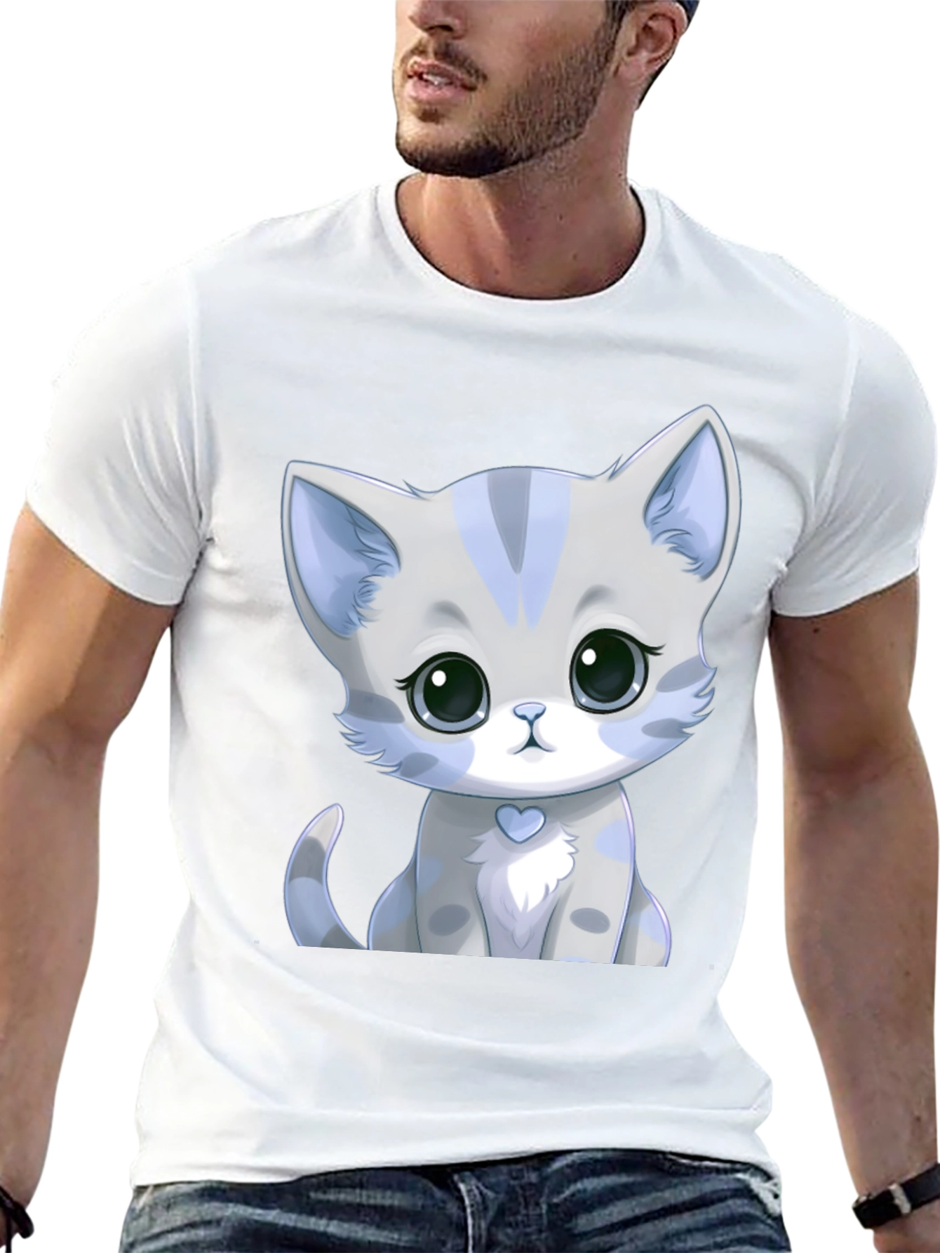 Cute Kitten Graphic Tee - Soft Style Black Shirt