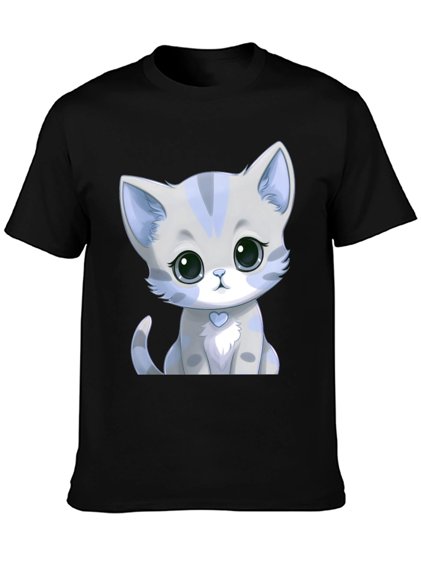 Cute Kitten Graphic Tee - Soft Style Black Shirt