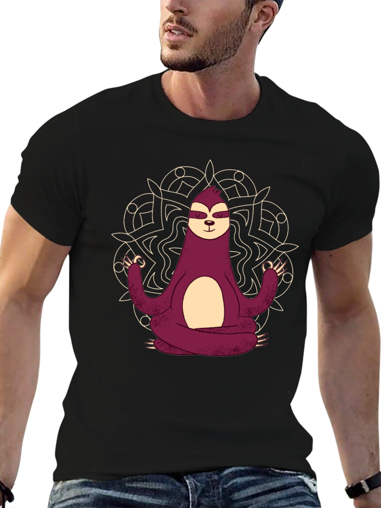 Meditating Sloth Mandala Graphic Tee