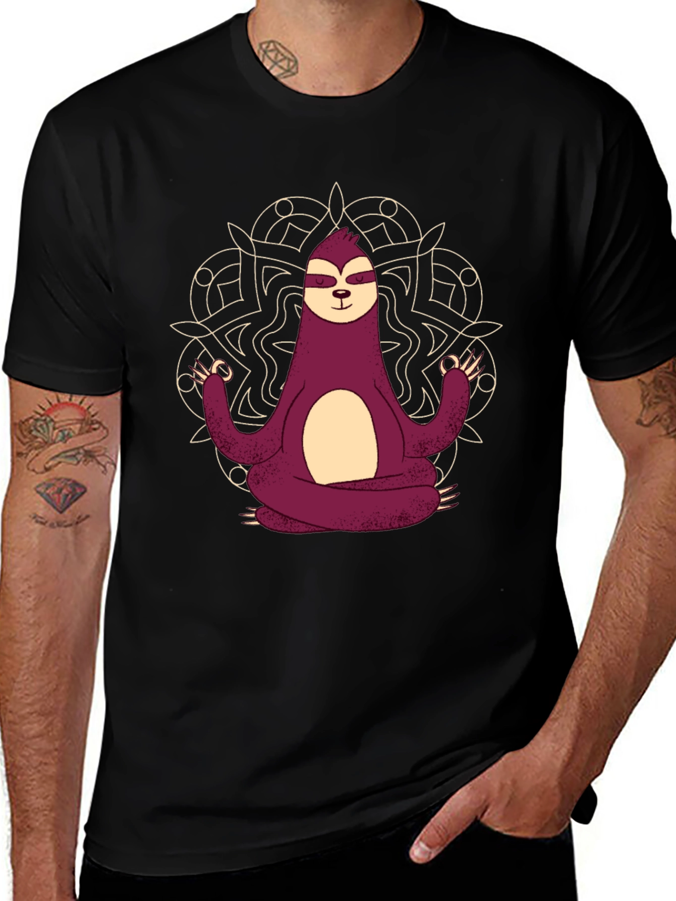 Meditating Sloth Mandala Graphic Tee