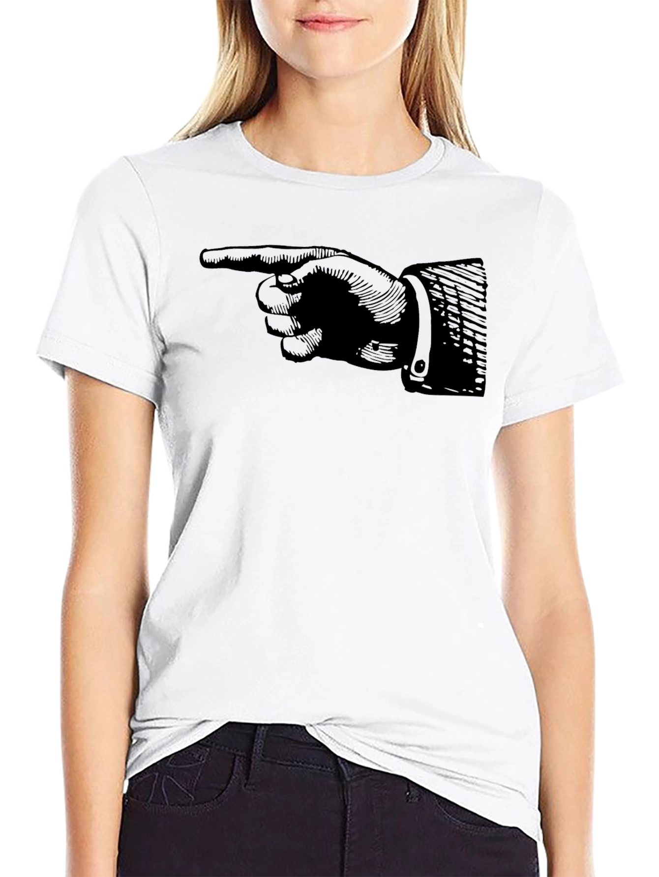 Pointing Finger Graphic Tee - Classic Black