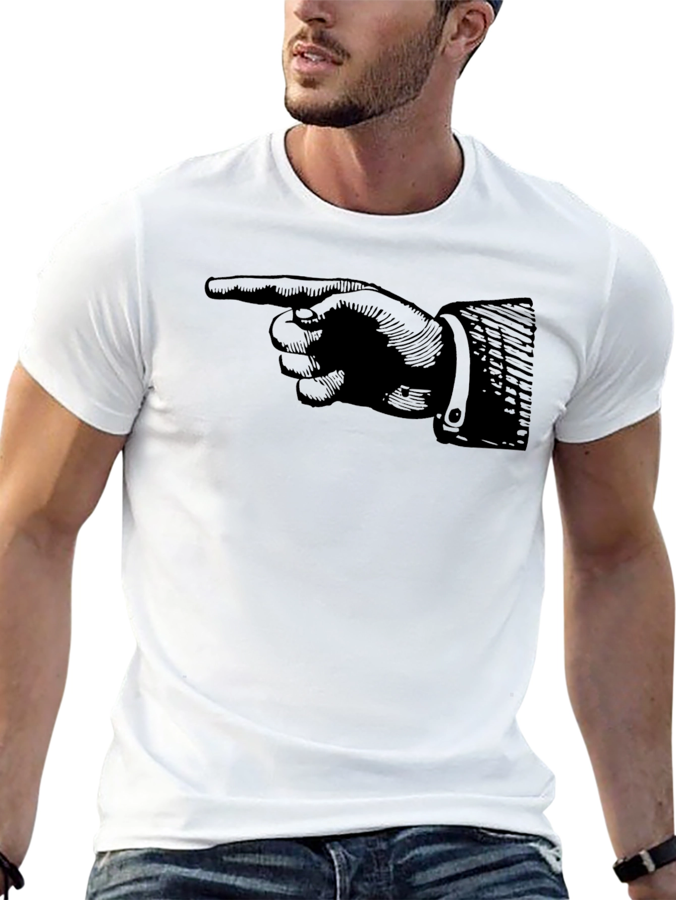 Pointing Finger Graphic Tee - Classic Black