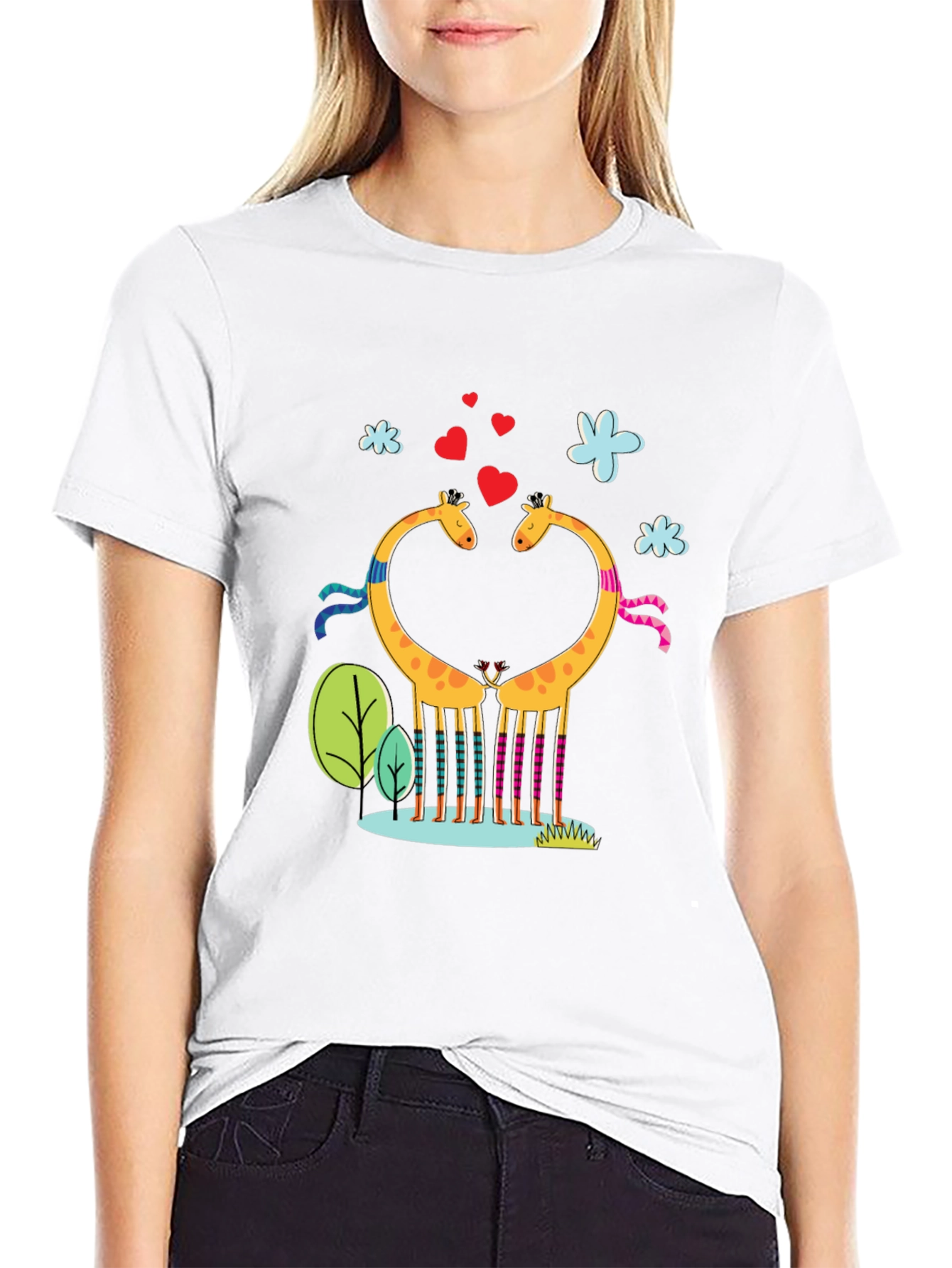 Giraffe Love Graphic Tee - Black T-Shirt