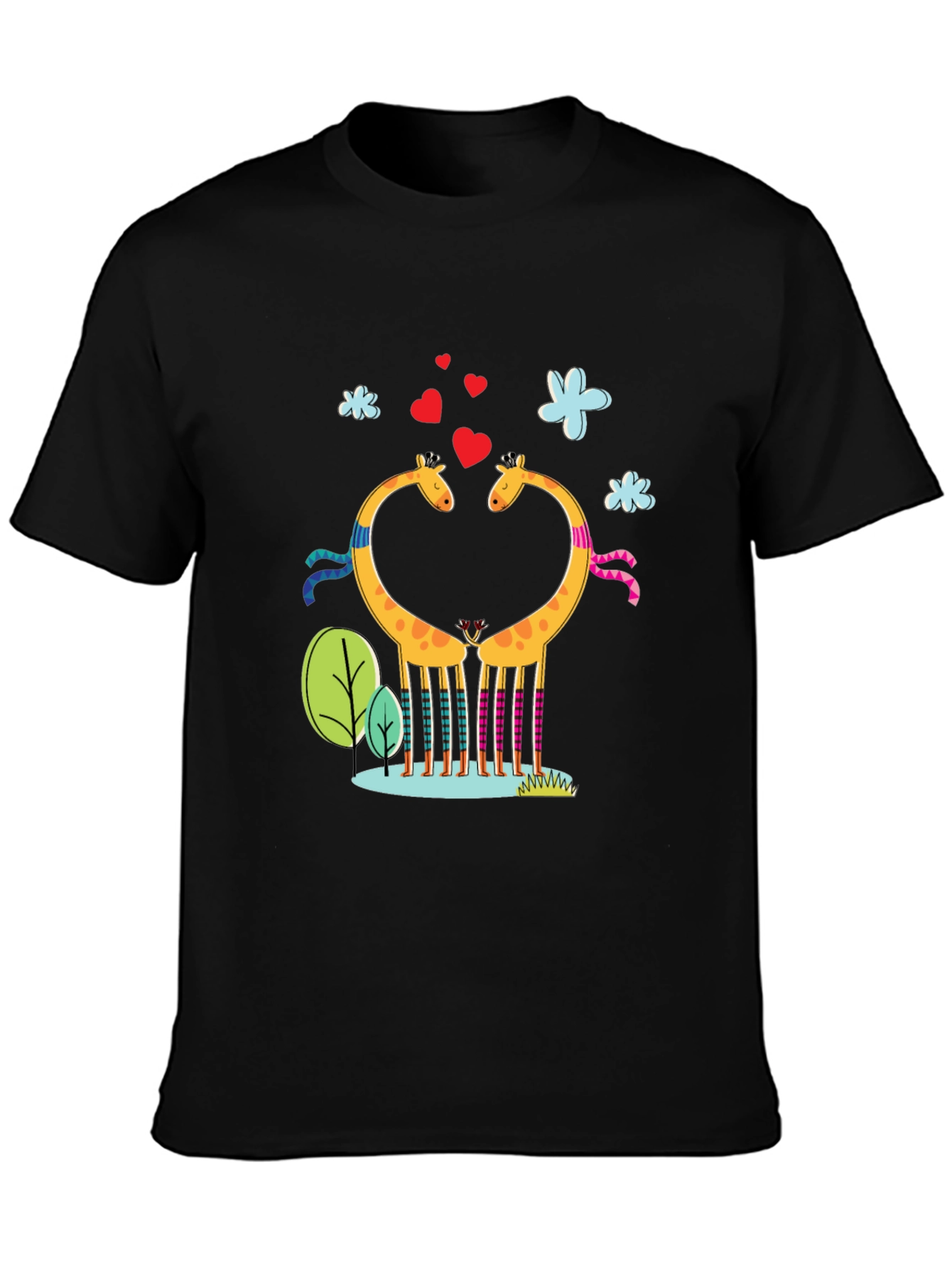 Giraffe Love Graphic Tee - Black T-Shirt