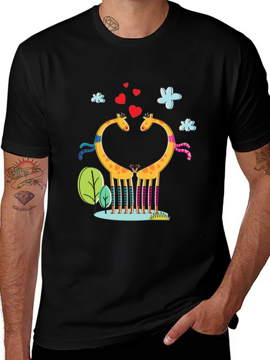 Giraffe Love Graphic Tee - Black T-Shirt