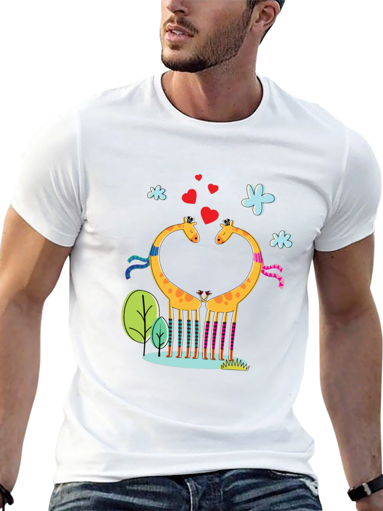 Giraffe Love Graphic Tee - Black T-Shirt