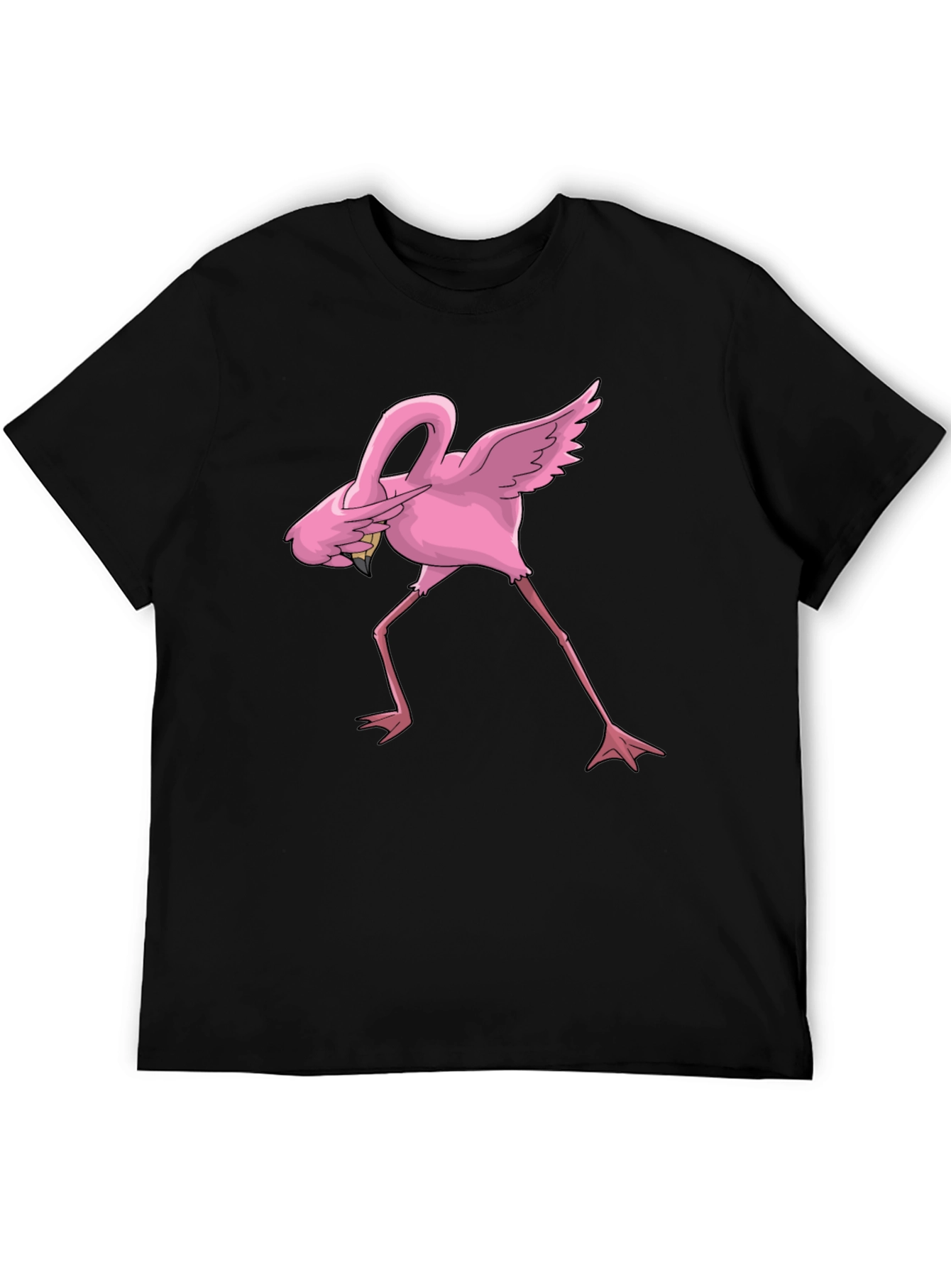 Dabbing Flamingo Graphic Tee - Black Cotton Blend