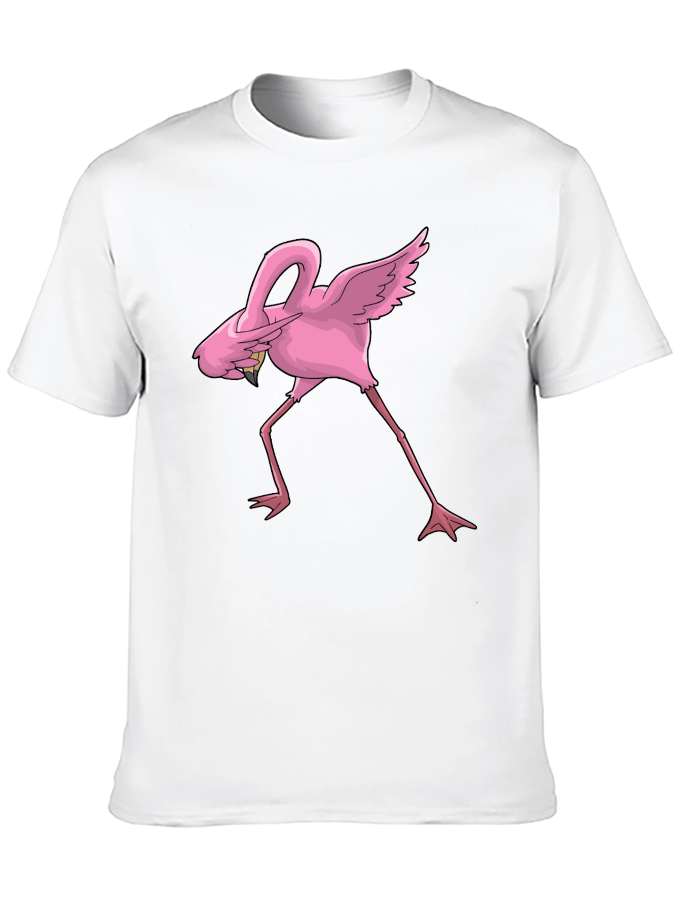 Dabbing Flamingo Graphic Tee - Black Cotton Blend