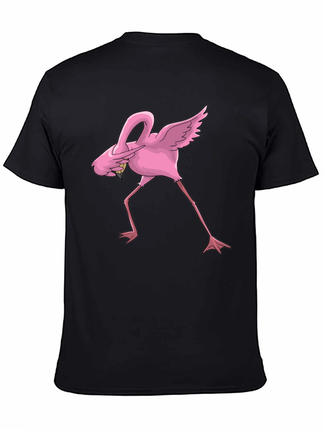 Dabbing Flamingo Graphic Tee - Black Cotton Blend