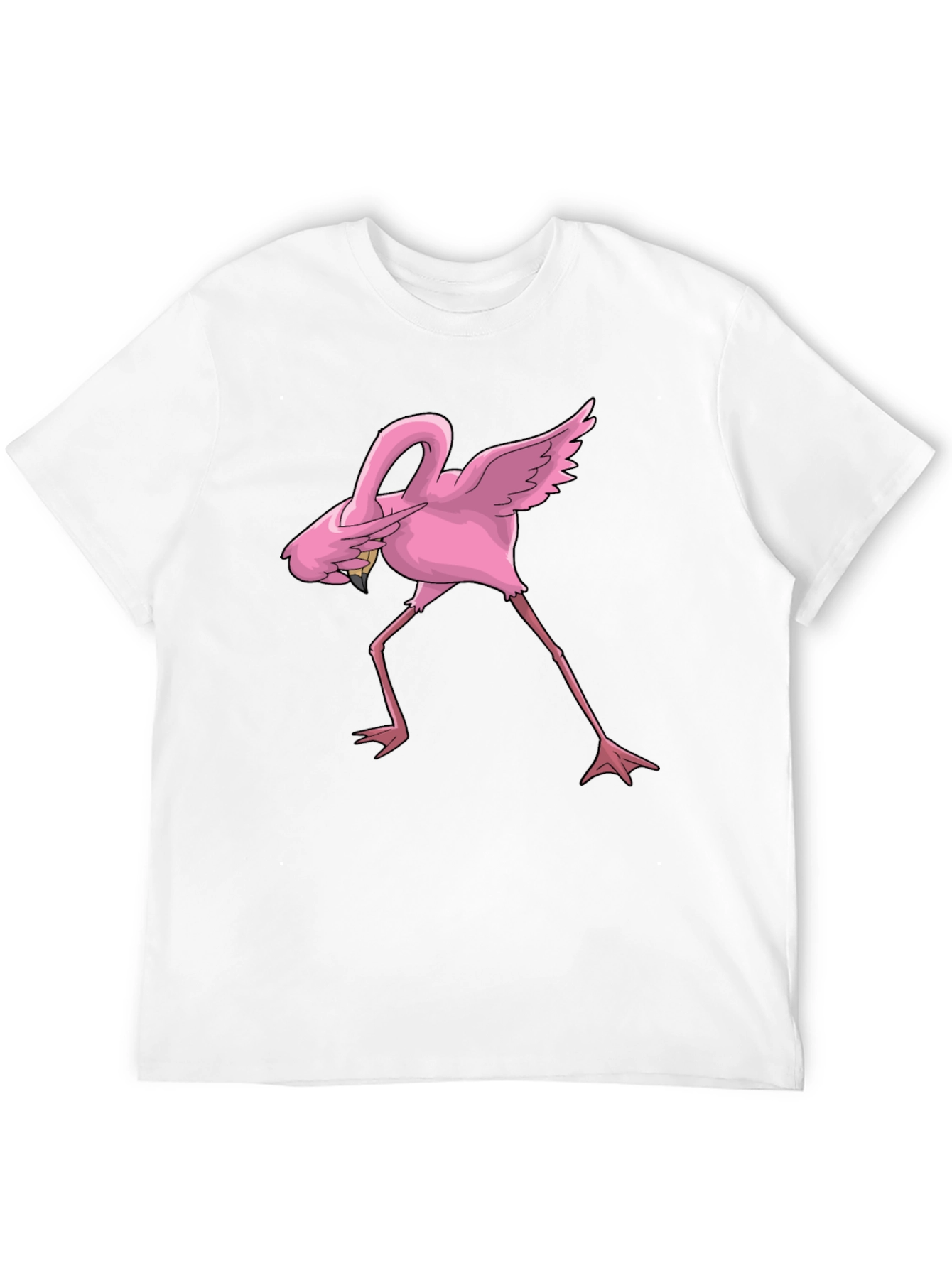 Dabbing Flamingo Graphic Tee - Black Cotton Blend