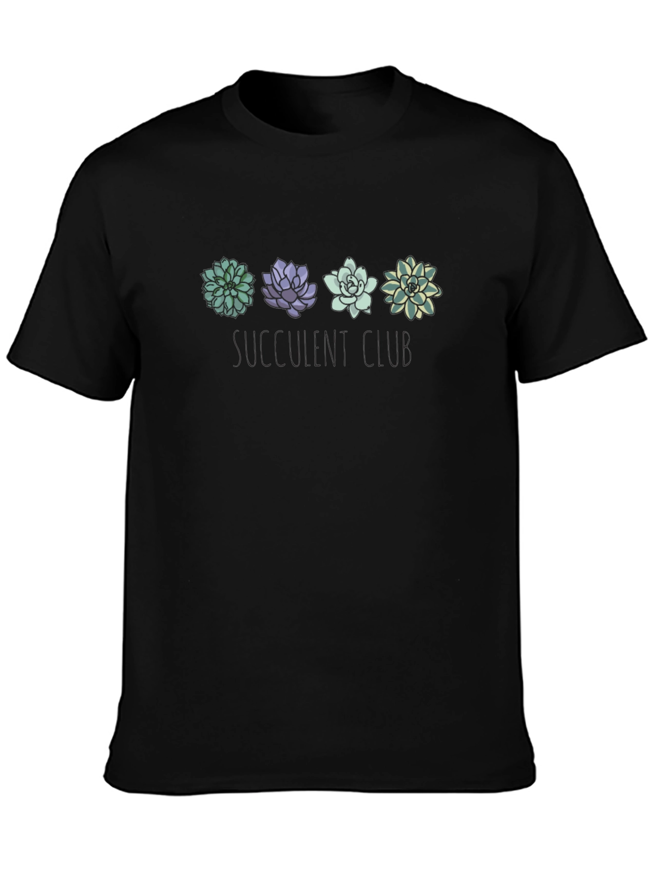 Succulent Squad Graphic Tee - Black Cotton Shirt