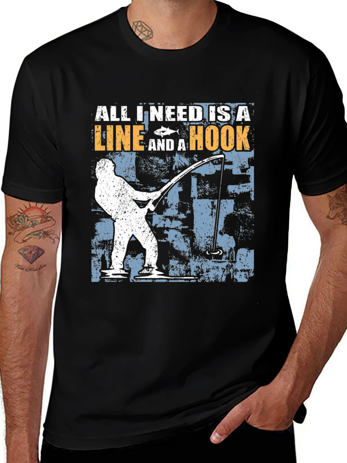 Fishing Line and Hook Graphic Tee