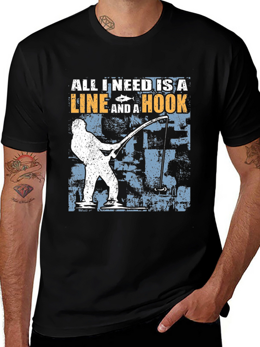 Fishing Line and Hook Graphic Tee