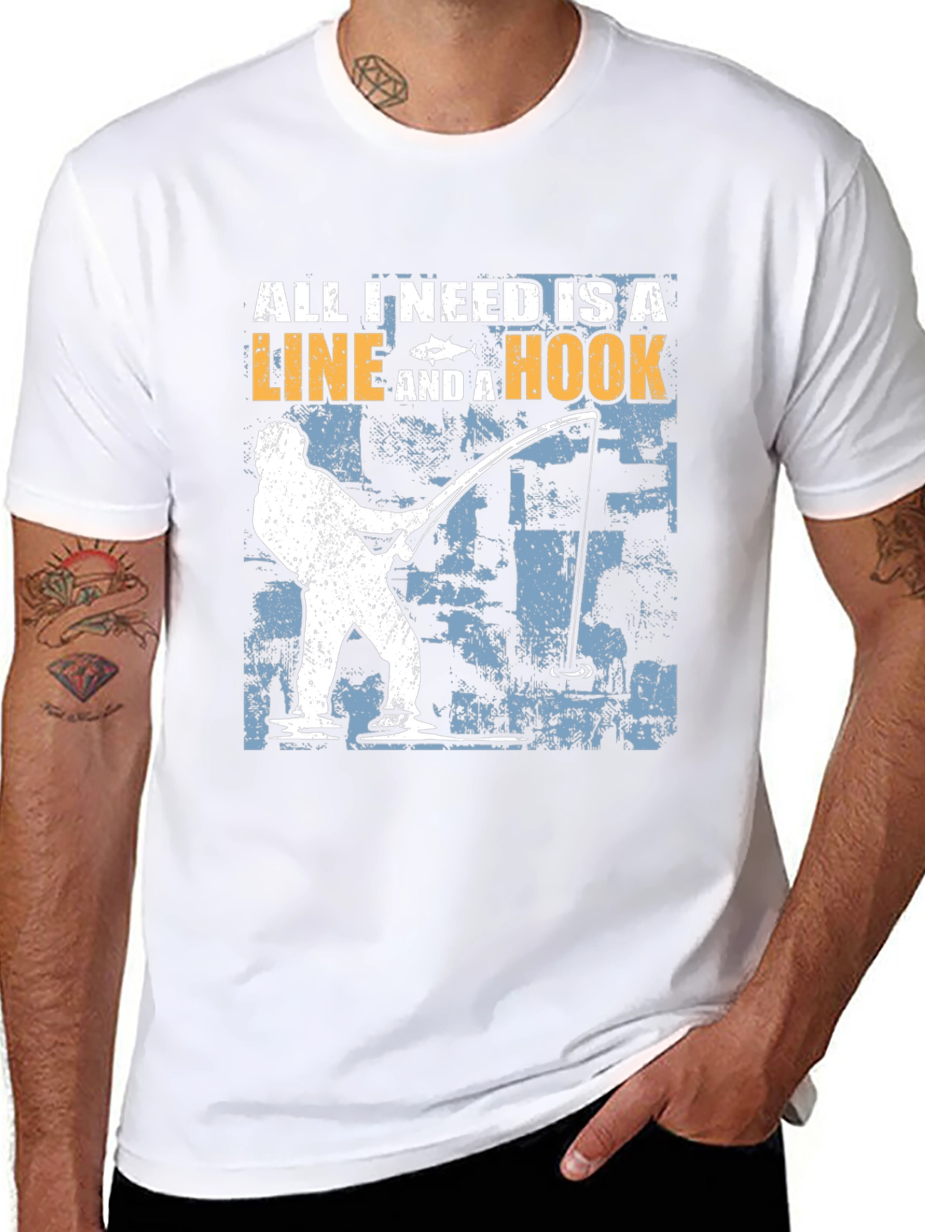 Fishing Line and Hook Graphic Tee