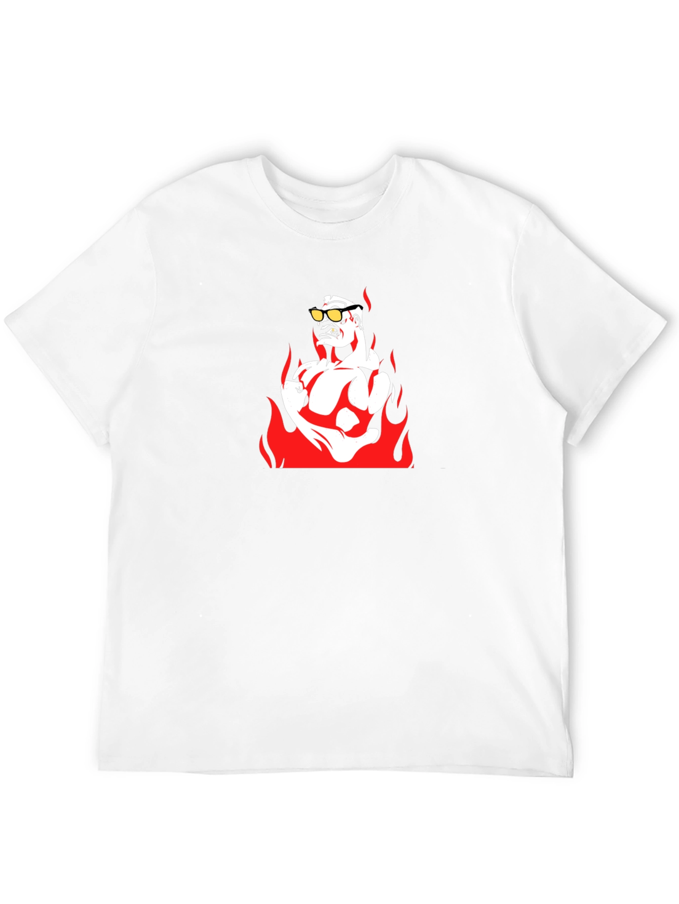 Fiery Muscle Man Graphic Tee - Black Cotton T-Shirt