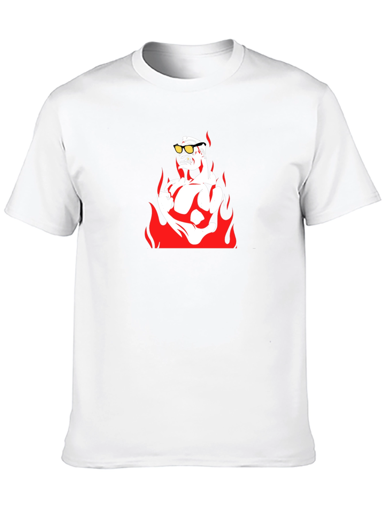 Fiery Muscle Man Graphic Tee - Black Cotton T-Shirt