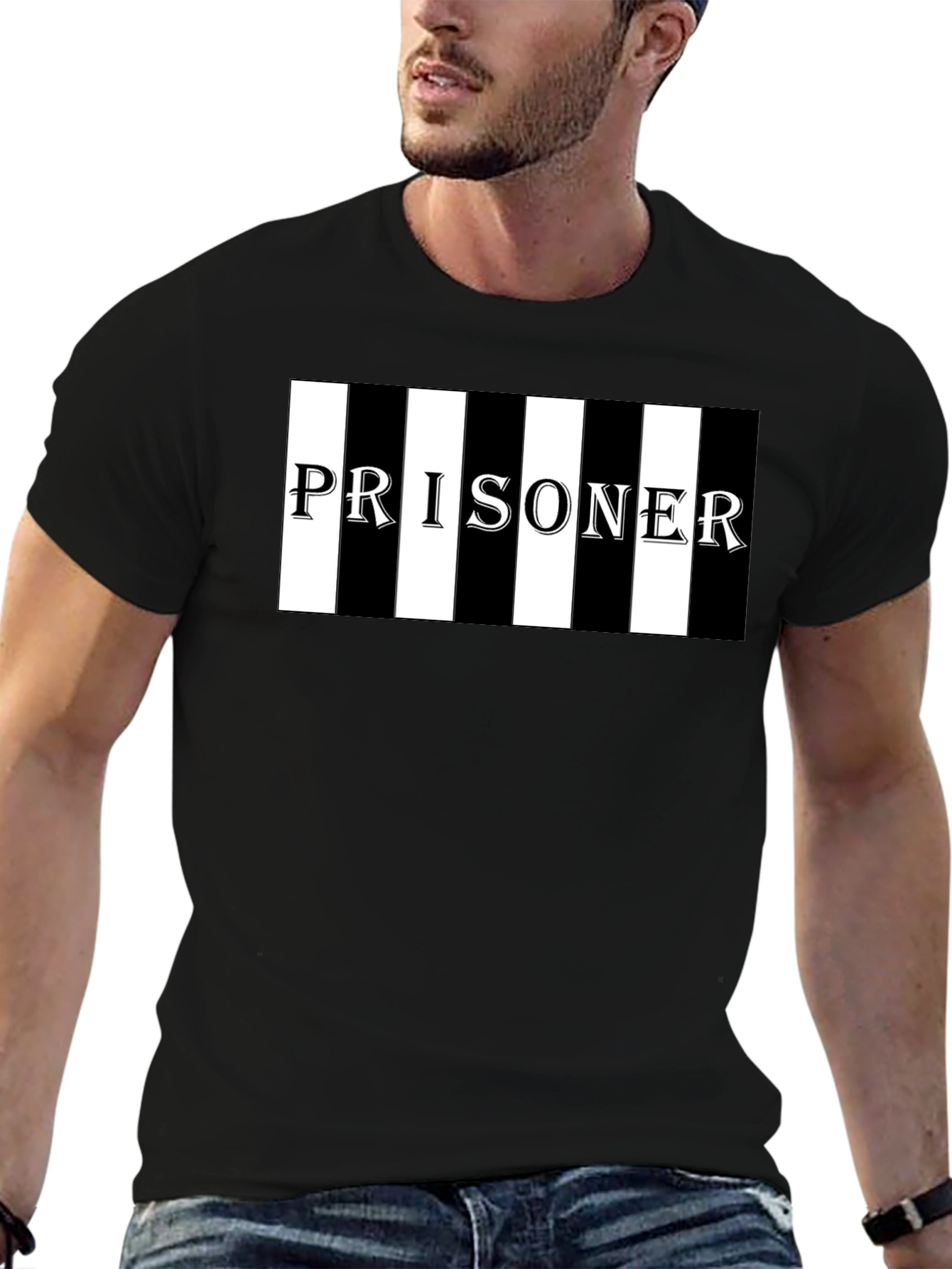 Prisoner Striped Graphic T-Shirt