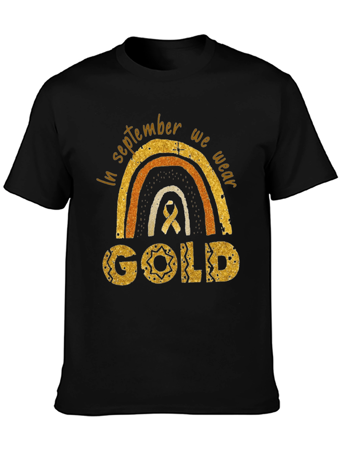 Childhood Cancer Awareness Gold Rainbow T-Shirt