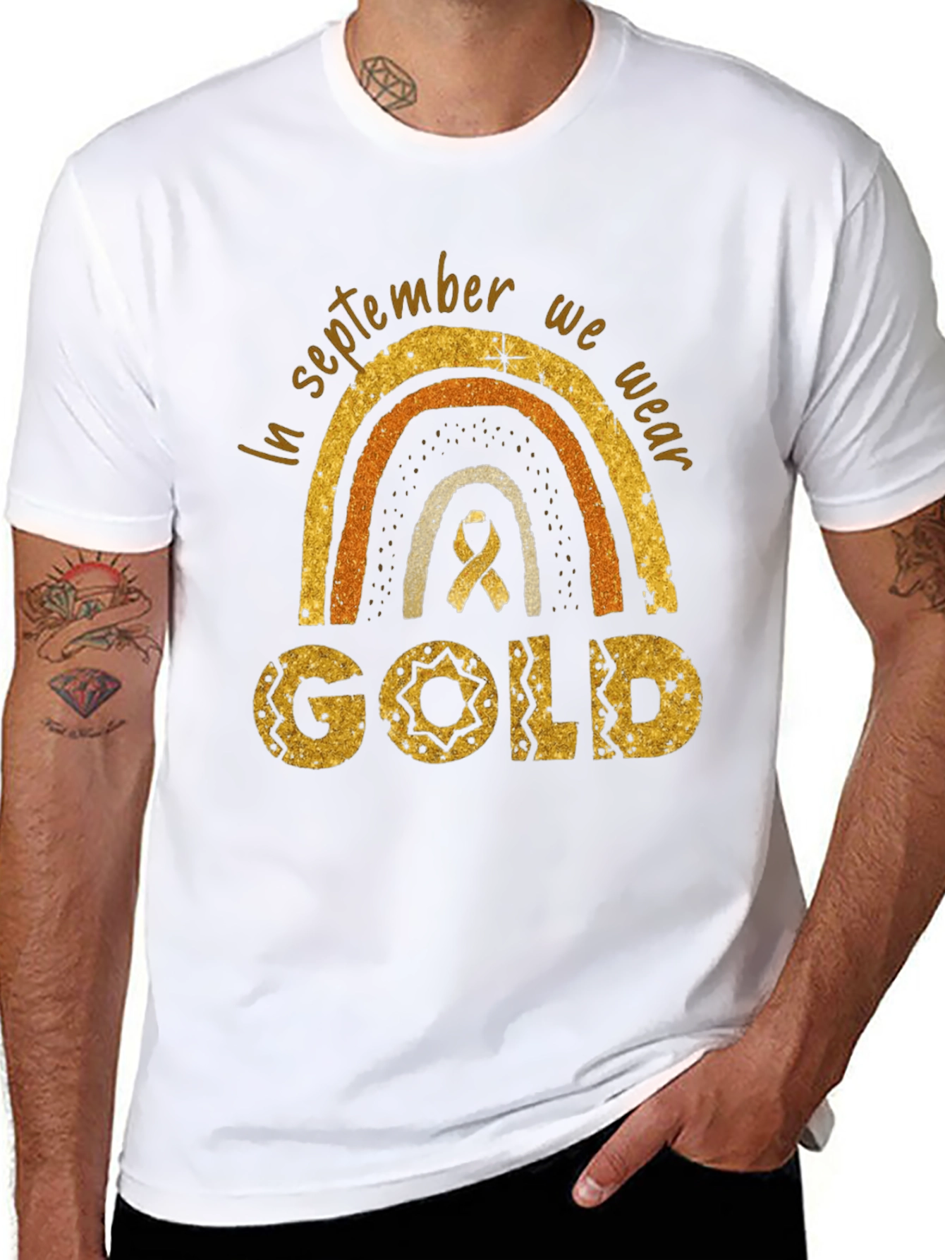 Childhood Cancer Awareness Gold Rainbow T-Shirt