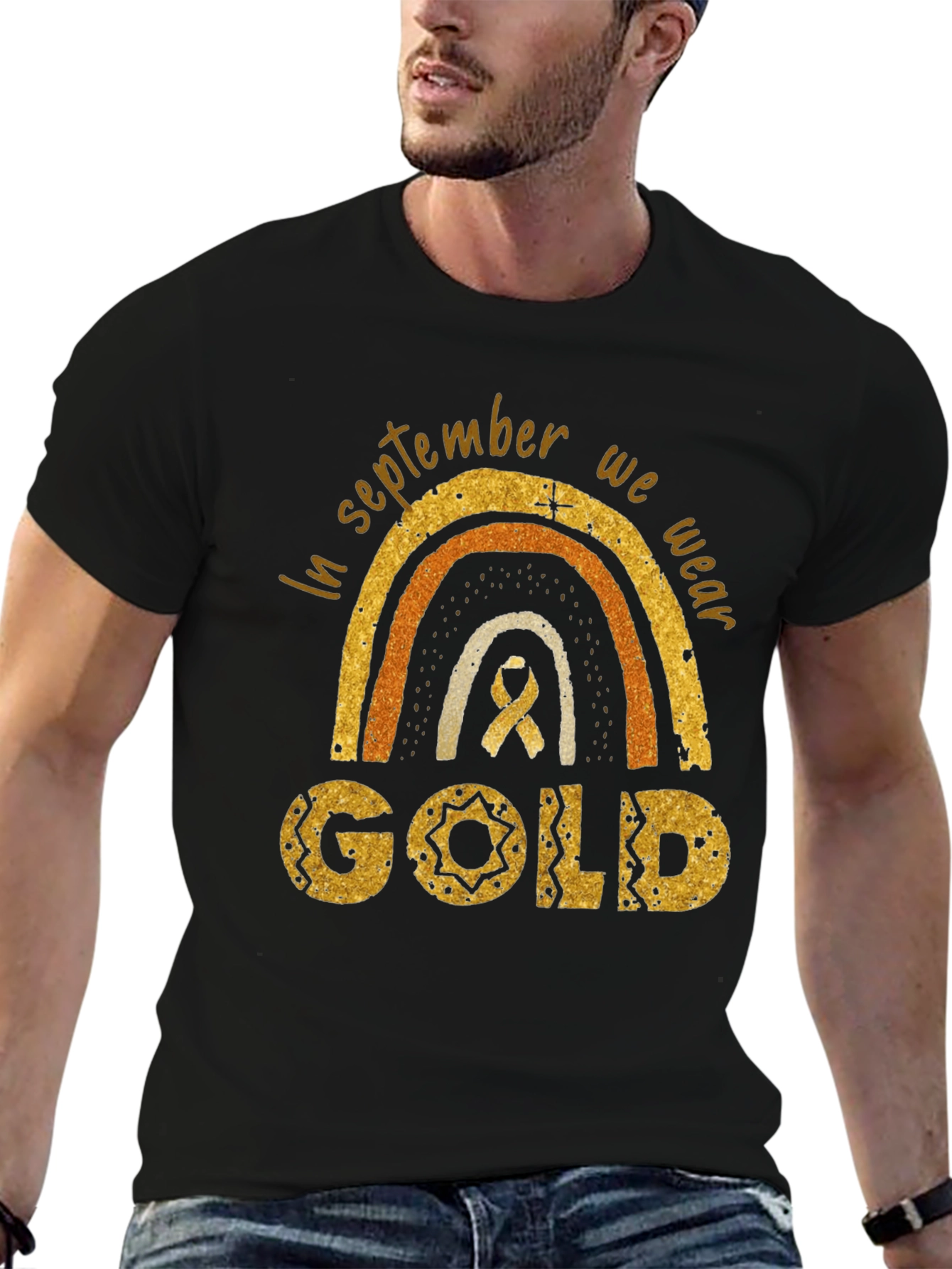 Childhood Cancer Awareness Gold Rainbow T-Shirt