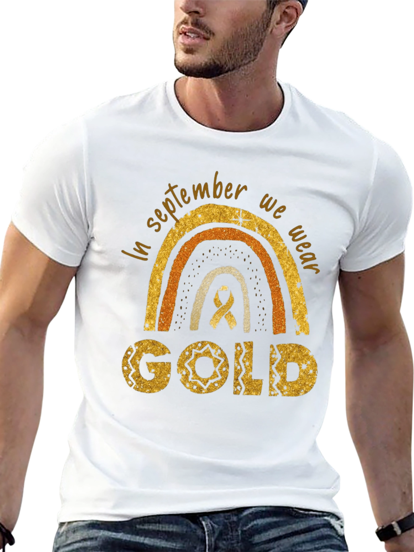 Childhood Cancer Awareness Gold Rainbow T-Shirt
