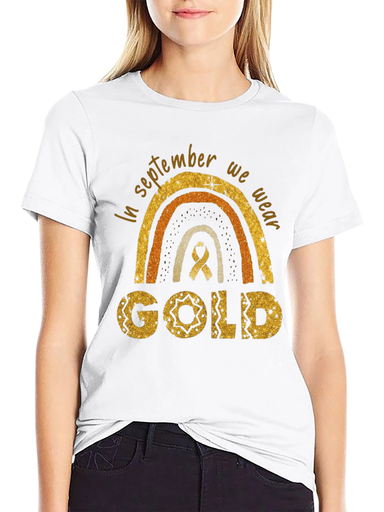 Childhood Cancer Awareness Gold Rainbow T-Shirt