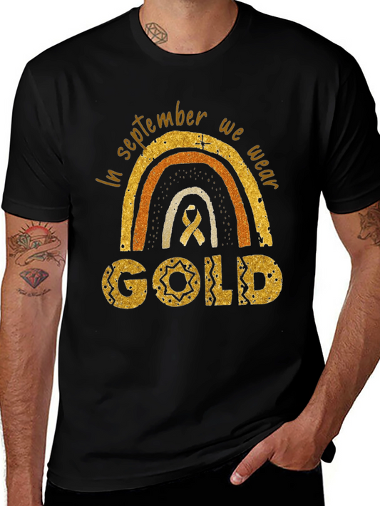 Childhood Cancer Awareness Gold Rainbow T-Shirt