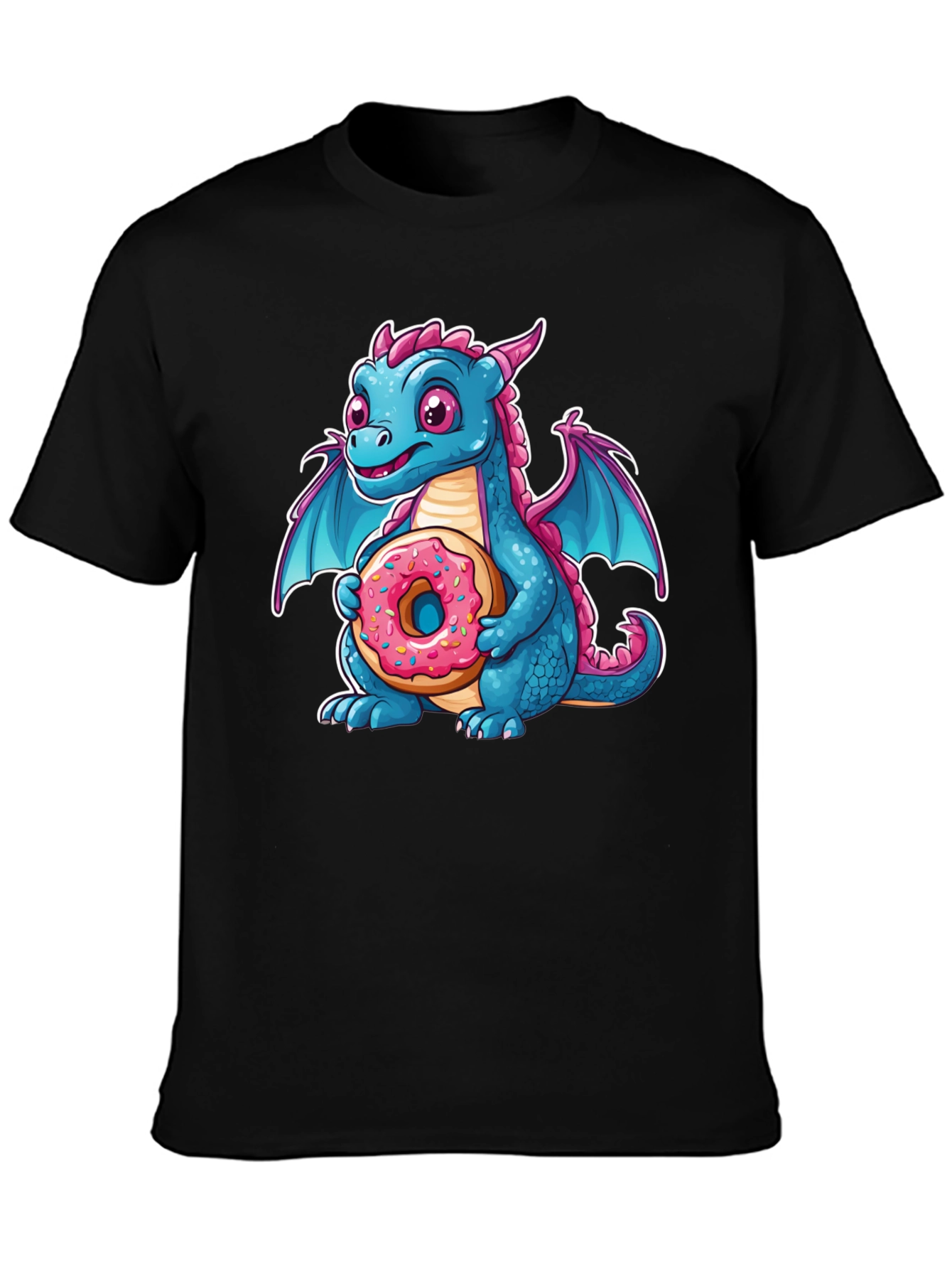 Cute Dragon Donut T-Shirt - Cartoon Graphic Tee