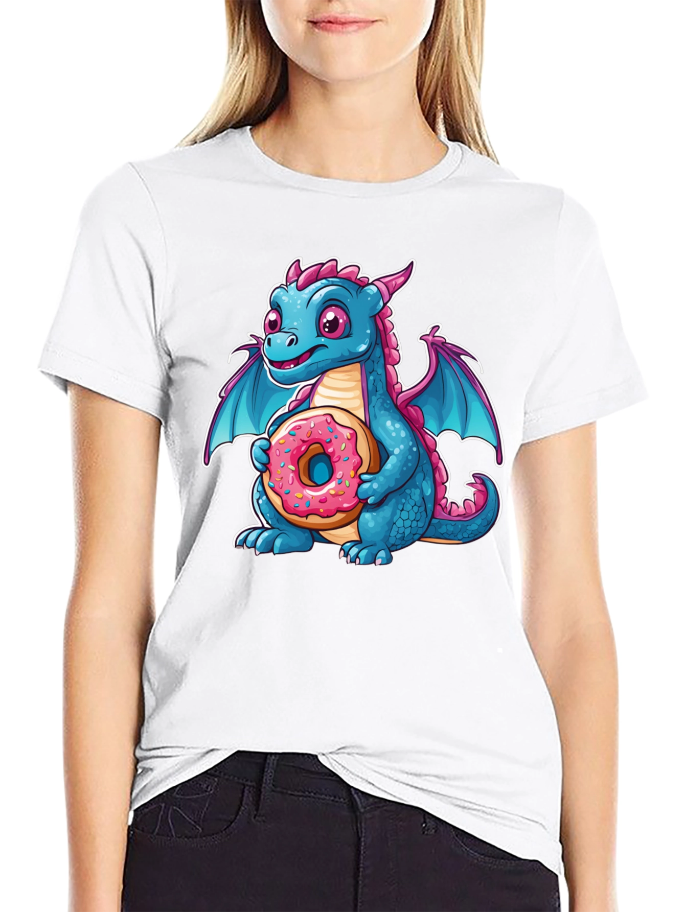 Cute Dragon Donut T-Shirt - Cartoon Graphic Tee