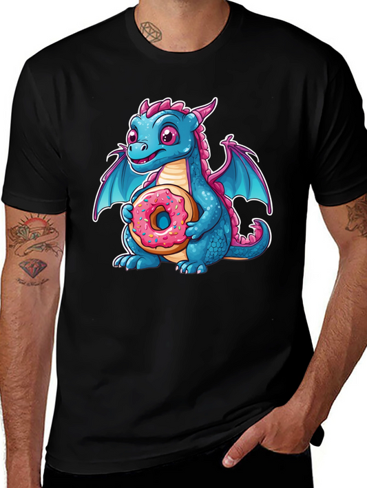 Cute Dragon Donut T-Shirt - Cartoon Graphic Tee