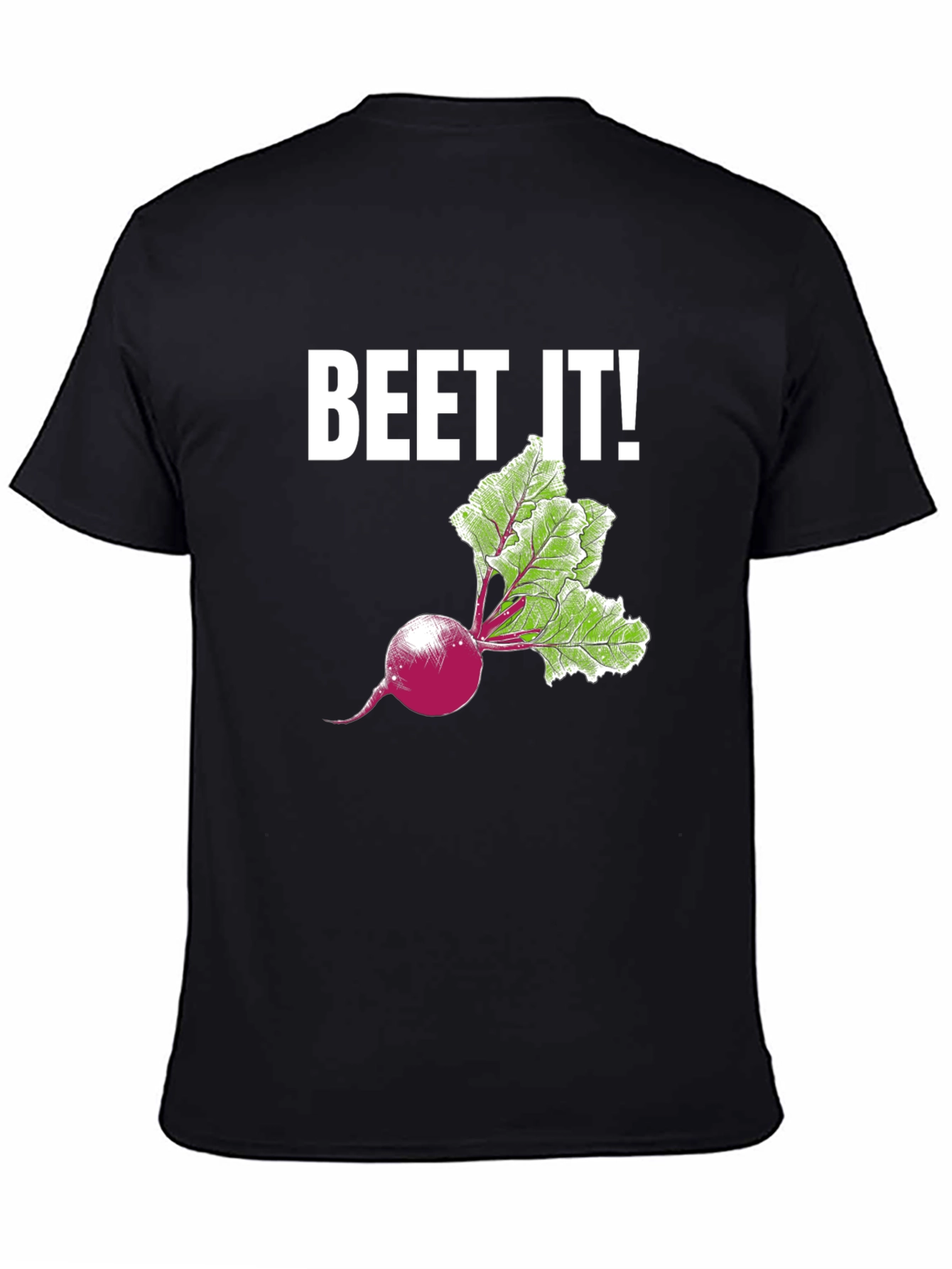 Beet It! Graphic Print T-Shirt - Black Casual Tee
