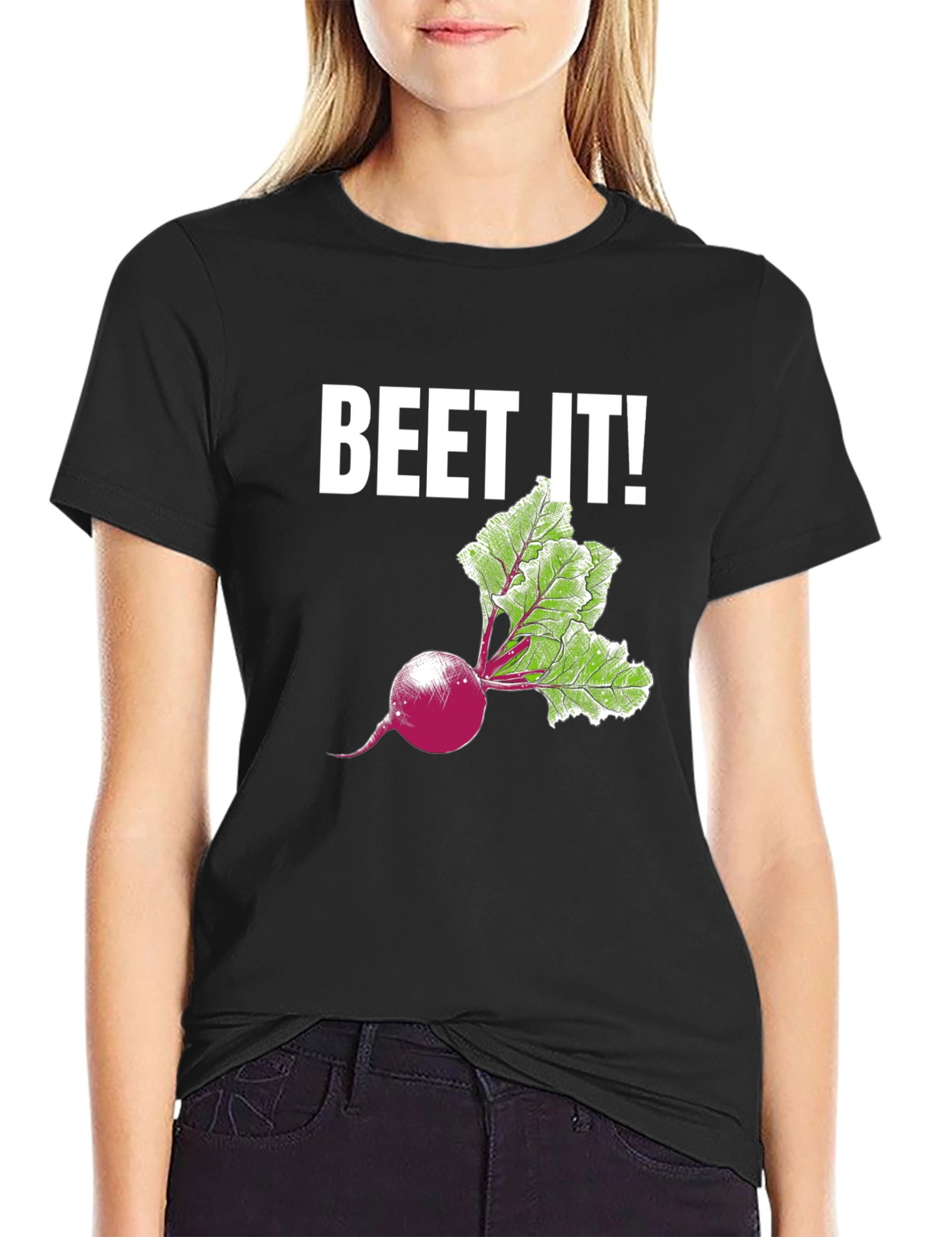 Beet It! Graphic Print T-Shirt - Black Casual Tee