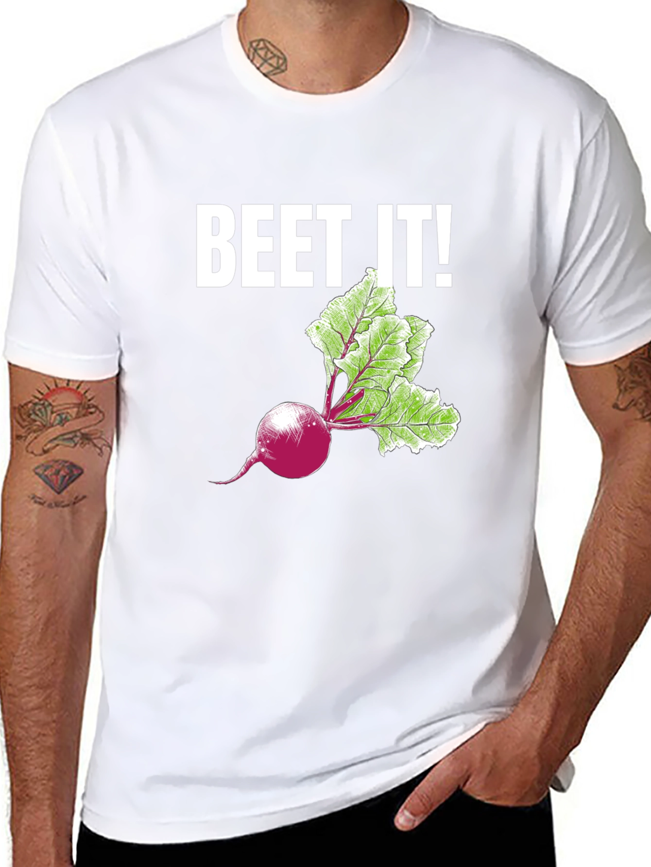 Beet It! Graphic Print T-Shirt - Black Casual Tee