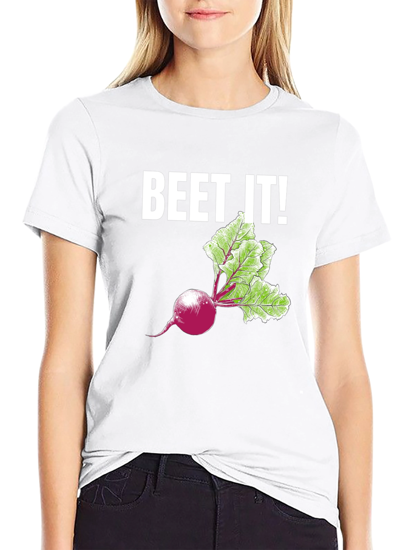 Beet It! Graphic Print T-Shirt - Black Casual Tee