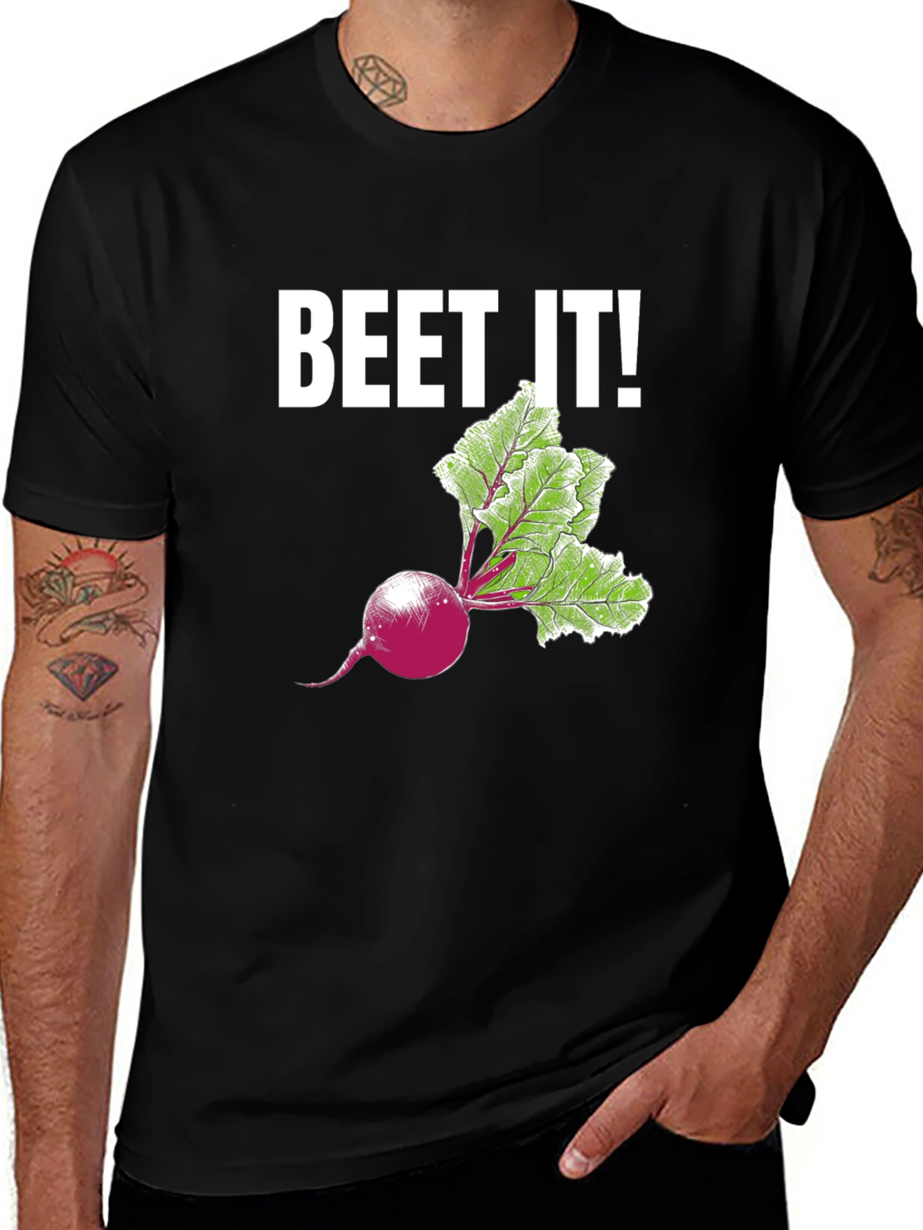 Beet It! Graphic Print T-Shirt - Black Casual Tee