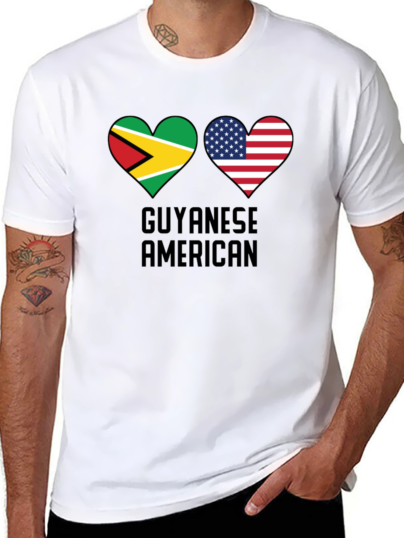 Guyanese American Flag Heart T-Shirt