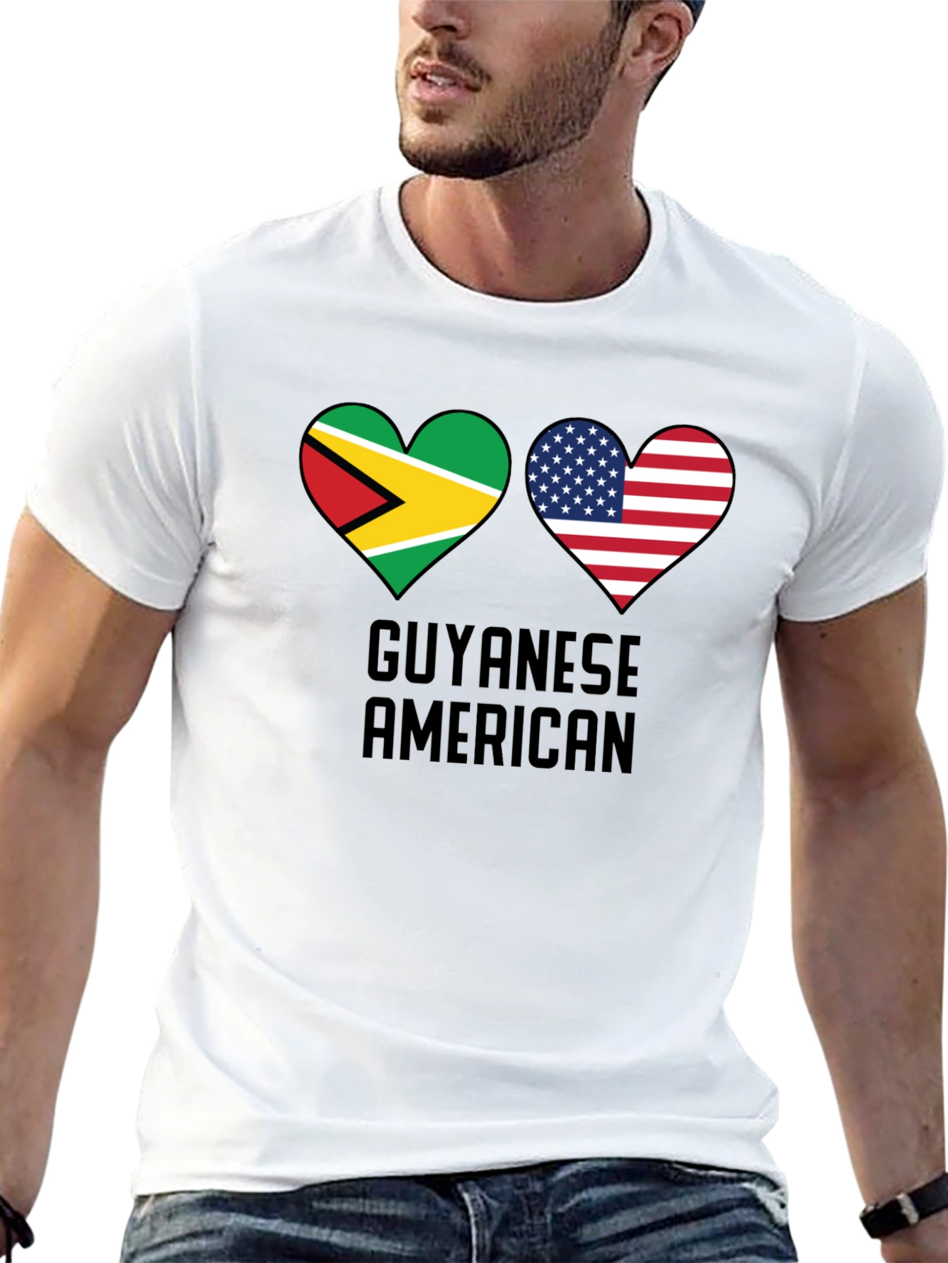 Guyanese American Flag Heart T-Shirt