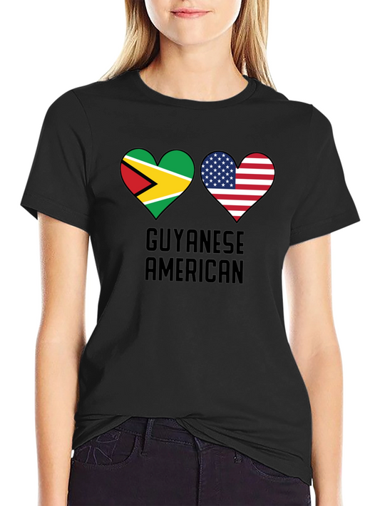 Guyanese American Flag Heart T-Shirt
