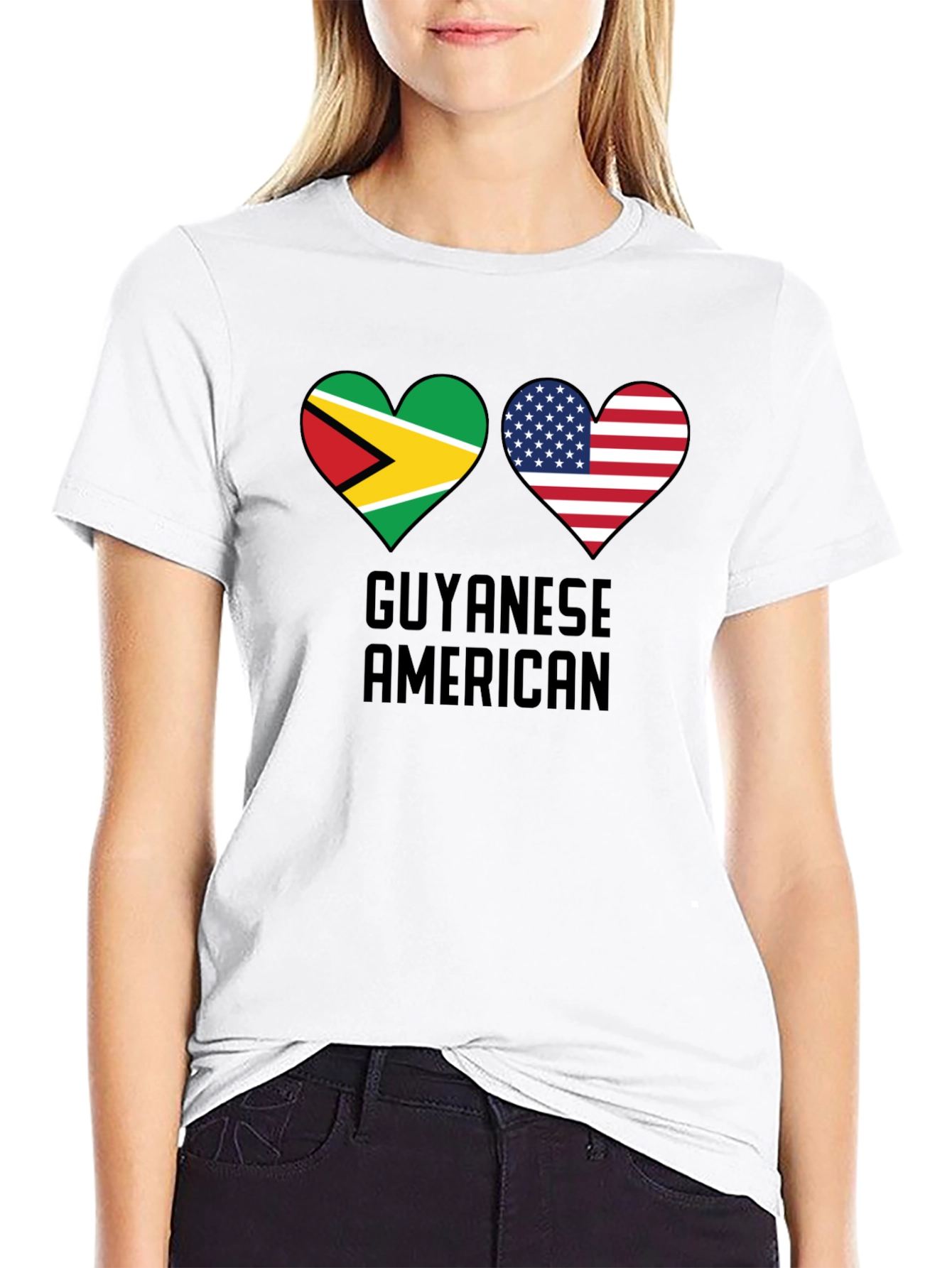 Guyanese American Flag Heart T-Shirt