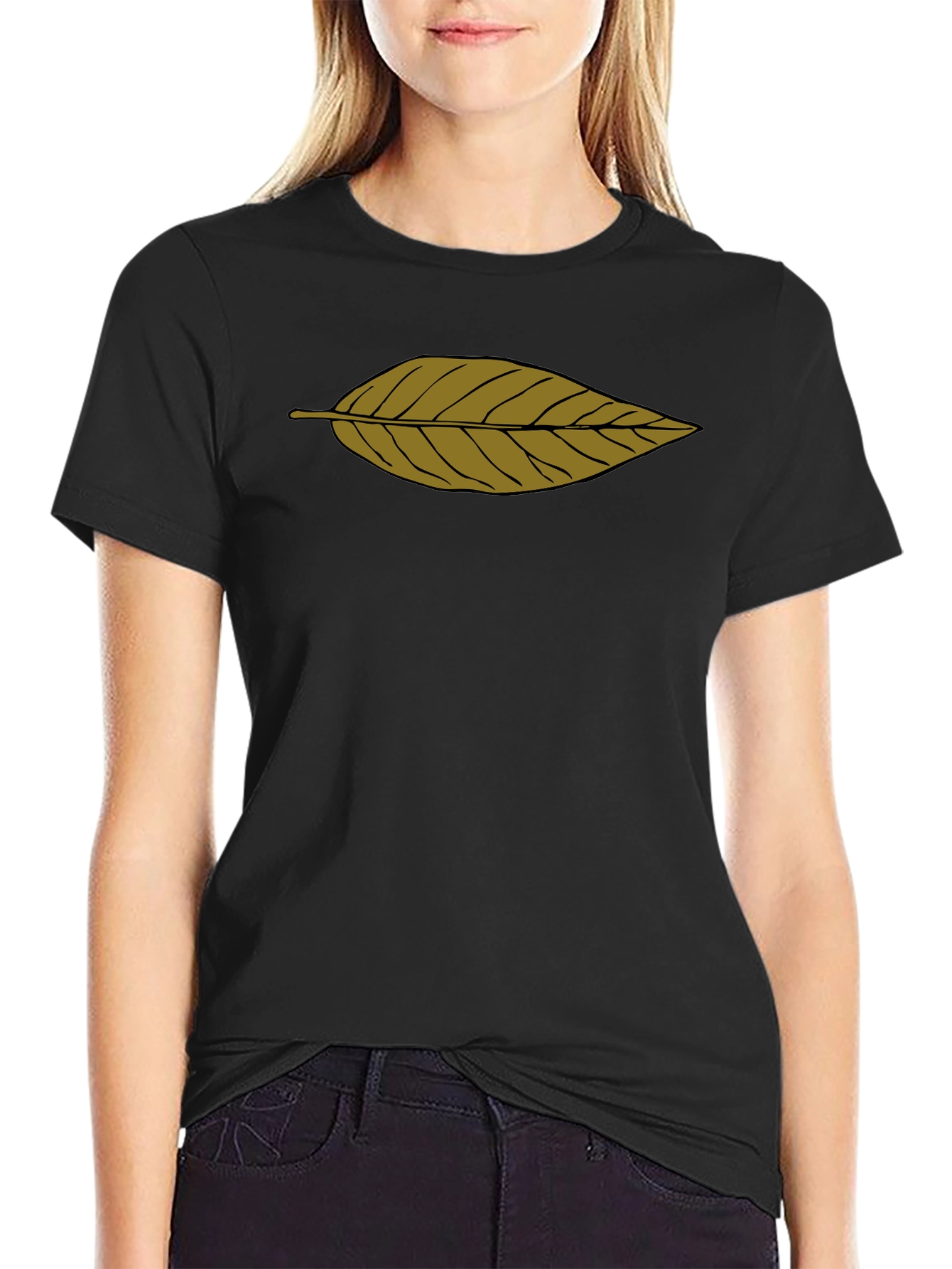 Leaf Print Black T-Shirt - Casual Comfort Style