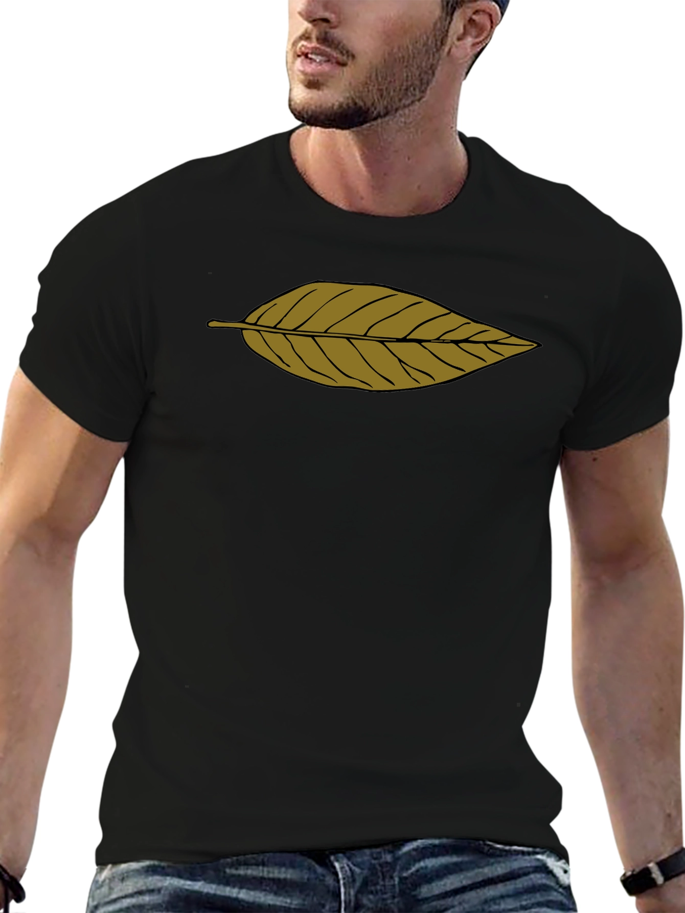 Leaf Print Black T-Shirt - Casual Comfort Style