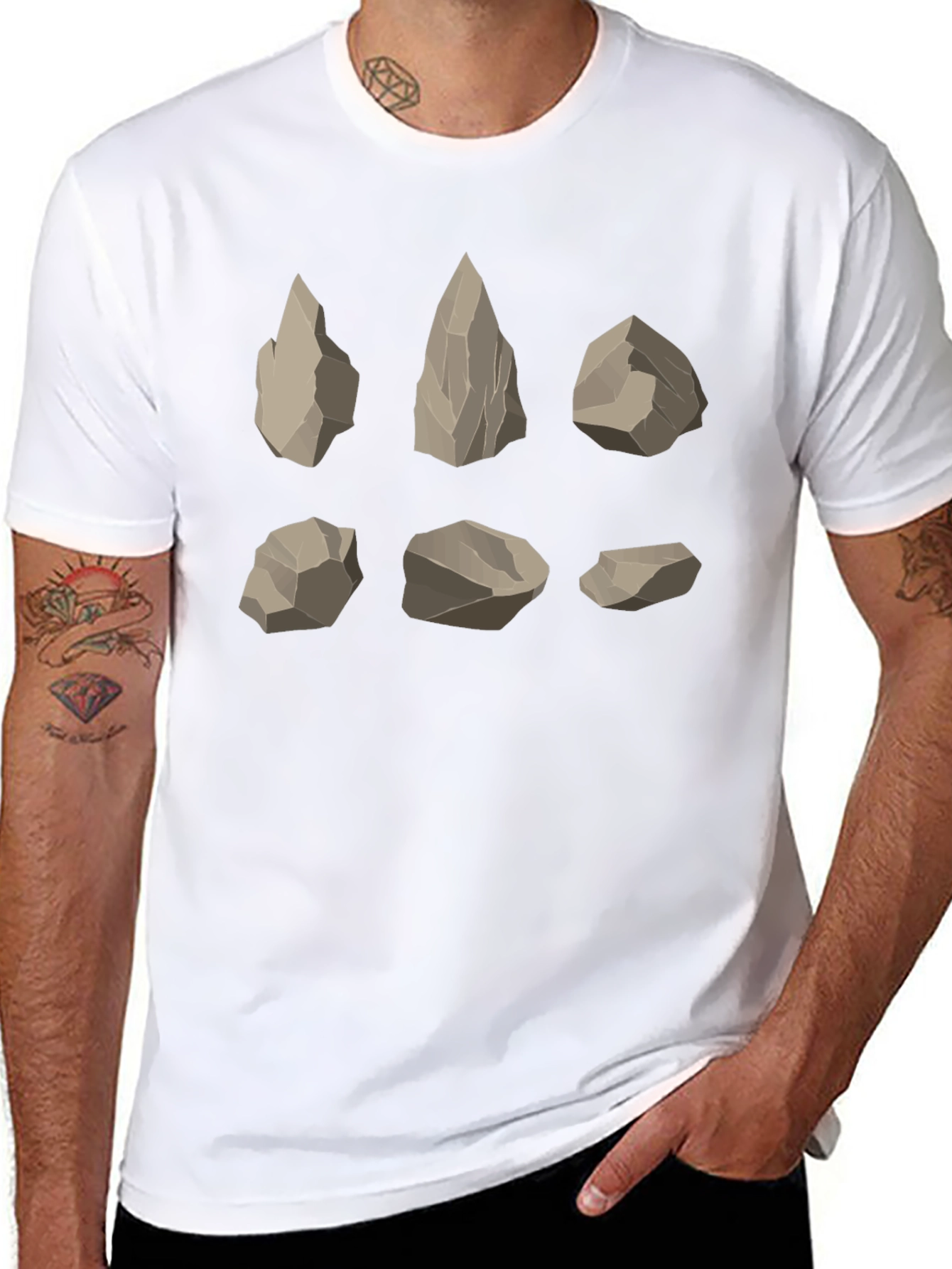 Geometric Rock Formation Graphic Tee - Black