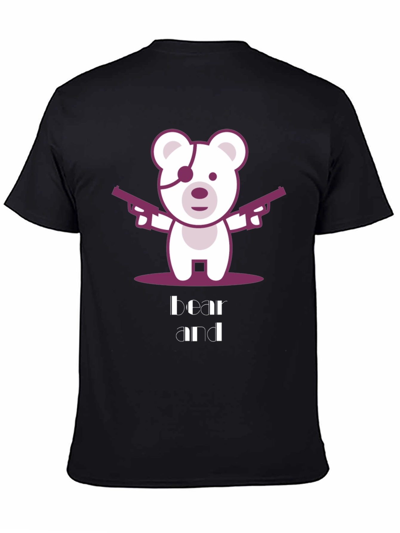 Bear and Guns Graphic Tee - Black Cotton T-Shirt