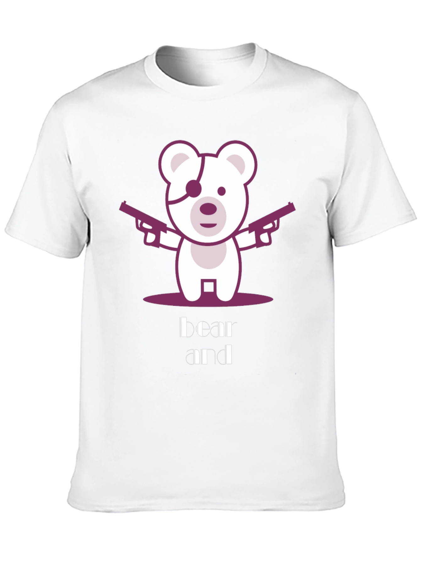 Bear and Guns Graphic Tee - Black Cotton T-Shirt