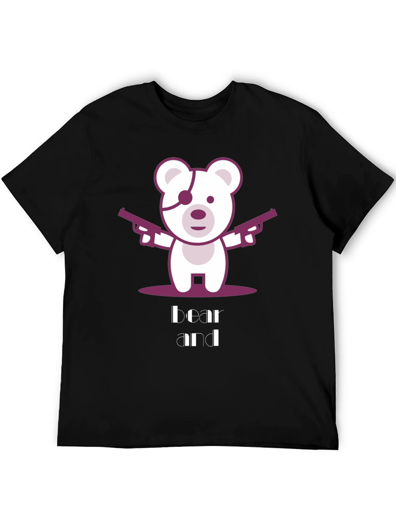 Bear and Guns Graphic Tee - Black Cotton T-Shirt